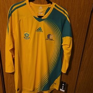 South Africa Adidas Soccer Gold and Teal Jersey, Large